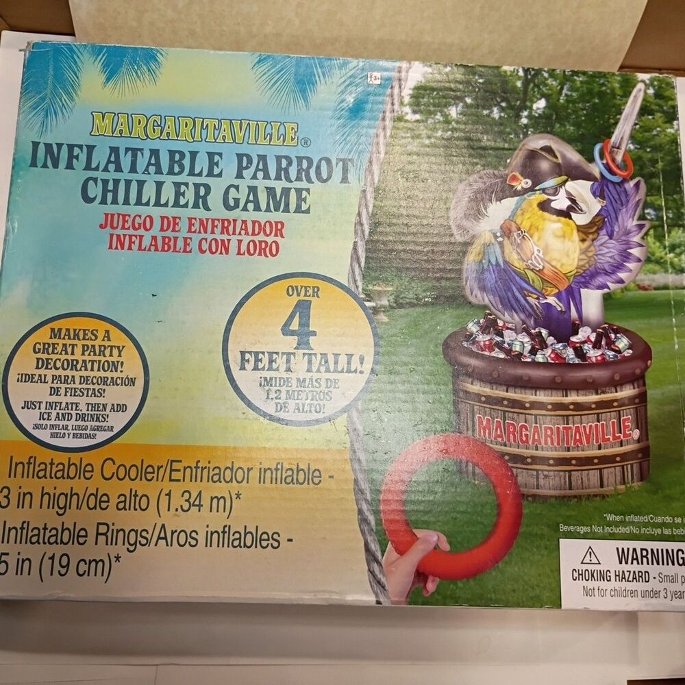 RARE NEW MARGARITAVILLE INFLATABLE COOLER PARROT CHILLER GAME JIMMY BUFFETT TOY